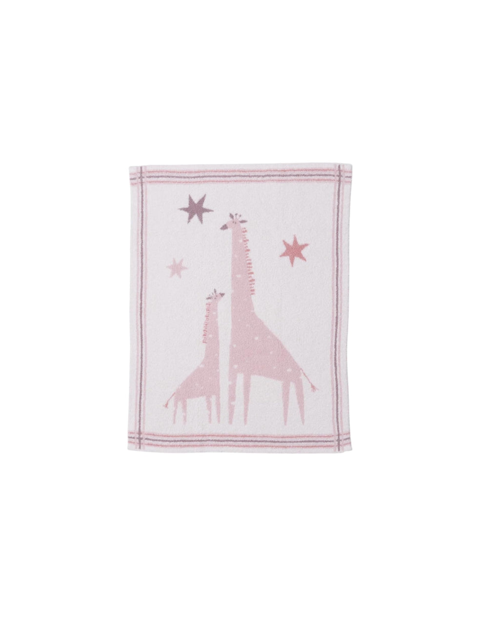 Barefoot Dreams CozyChic Giraffe stroller blanket in Dusty Rose with a soft giraffe motif for on-the-go comfort