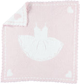 Barefoot Dreams CozyChic scalloped blanket pink tutu flat lay for cozy baby cuddles.