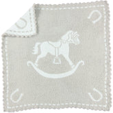 Barefoot Dreams CozyChic scalloped blanket in stone with soft warmth for cuddle time.