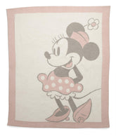 Barefoot Dreams CozyChic vintage Minnie pattern blanket for timeless baby cuddles.