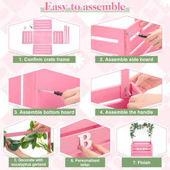Barydat crate handle in pink enables easy transport and display.
