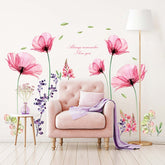 BASHOM Decowall SG2-106 left panel pink blossoms wall decal for playful living spaces