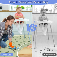 Basumee high chair mat waterproof surface protects floors during meals.