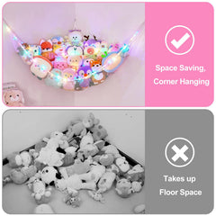 Basumee large stuffed animals hammock spans the corner for easy organization