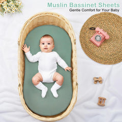 Basumee 2-pack muslin bassinet sheets keep a clean spare on hand