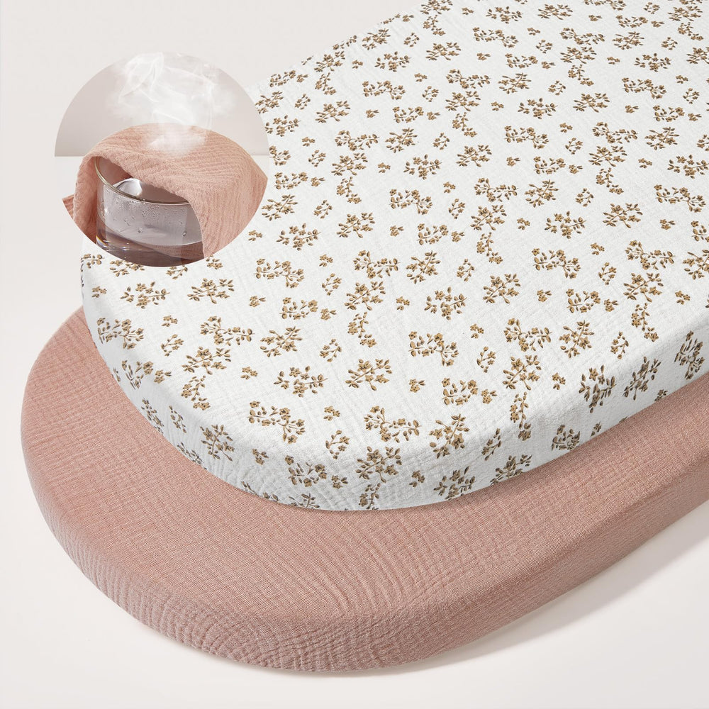 Basumee muslin bassinet sheet breathable fabric for newborn comfort and skin gentle sleep.
