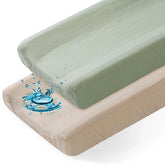 Basumee Muslin Changing Pad Cover waterproof top layer keeps baby dry during diaper changes.