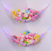 Basumee stuffed animals hammock with LED light pack adds ambient playroom lighting.