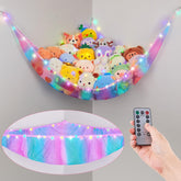 Basumee stuffed animals hammock wall-mount stores toys neatly in corners.