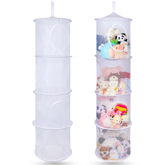 Basumee stuffed animals net hammock 2-pack four-tier white for clutter-free toy storage
