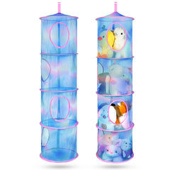 Basumee stuffed animals net hammock two-pack setup for space-saving plush toy storage.