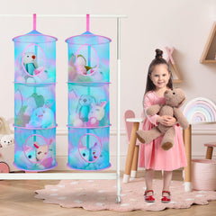 Basumee stuffed animals net mesh compartments provide clear visibility for quick toy selection.