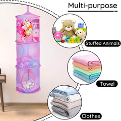 Basumee 3-tier hammock organized plush collection in closet or wall hook
