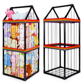 Basumee stuffed animals storage zoo house design shown in playroom enhances kid-friendly organization.