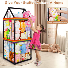 Basumee PVC-elastic rope construction offers durable, water-resistant storage for plush collections.