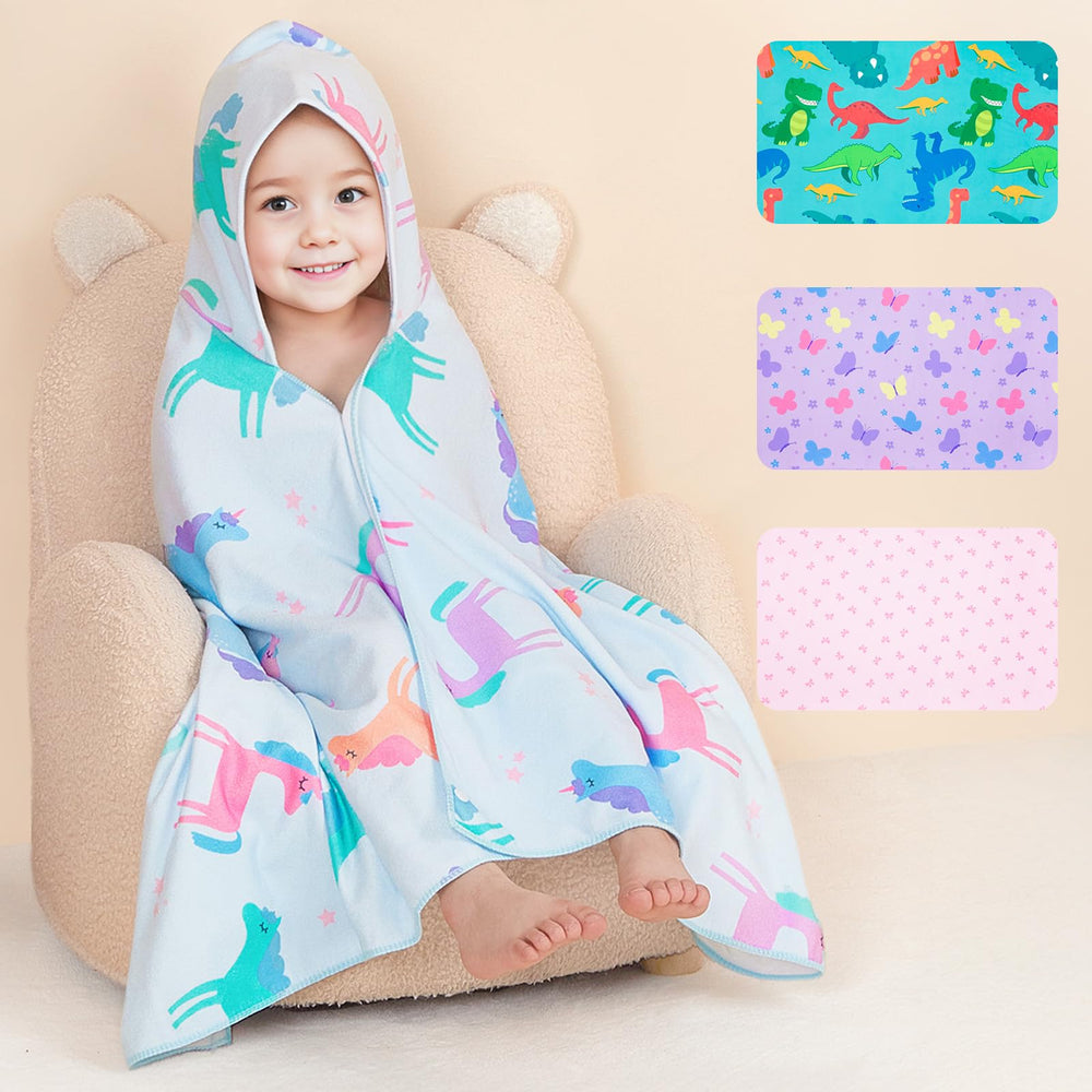 Basumee toddler hooded towel with soft microfiber for quick moisture absorption.