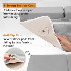 BATALEE elbow rest pad with mesh pockets keeps bath essentials organized.