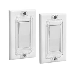 Bates Choice magnetic light switch guard shows two clear guards for child safety and convenience