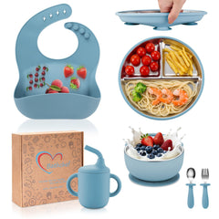 Bathchef toddler plates and bowls set with strong suction for mess-free mealtimes