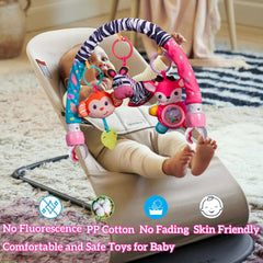 BATOHO crib mobile clip-on arch shows versatile setup on stroller or bassinet.
