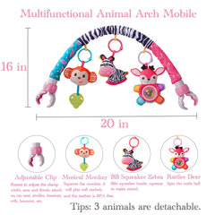 BATOHO crib mobile pink deer rattle provides tactile play and engagement for babies.