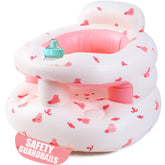 Bavbiiy upgraded inflatable baby seat front view showing safety guardrails for secure sit-up sessions