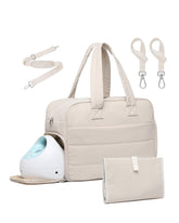 BAVERGE diaper bag front view highlights chic quilted design and on-the-go organization.