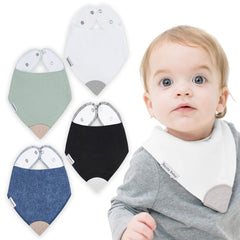 Bazzle Baby Bandana Teething Bib denim-sage back highlights soft fleece for absorption.