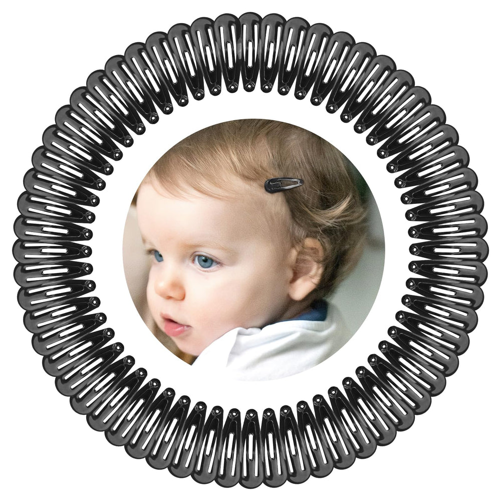 BBGifts 1inch black snap hair clip pack securing fine toddler hair
