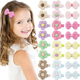 BBGifts 24pcs toddler flower hair clips with non-slip alligator clip for secure bangs