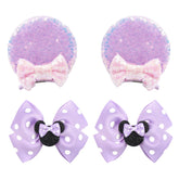BBGifts 2pairs purple mouse ears hair clips for party-ready style