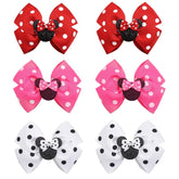 BBGifts 3 pack red white mouse ears bows 4 inches for everyday wear and events