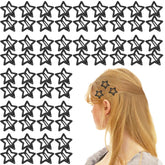 BBGifts 60pcs black star hair clips pack holds bangs securely for all ages.
