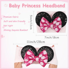 BBGifts rose red mouse ears headbands with bow ideal for birthday parties