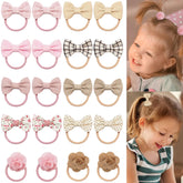BBGifts boutique baby girl hair ties with flowers bows for cute daily hairstyles and gentle hold.