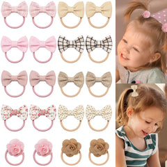 BBGifts boutique baby girl hair ties with flowers bows for cute daily hairstyles and gentle hold.
