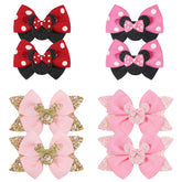 BBGifts glitter bow clip 4.5in pink shows secure alligator clip for toddler styles