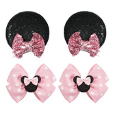 BBGifts pink mouse ears hair clip with glitter shines for cute outfits.