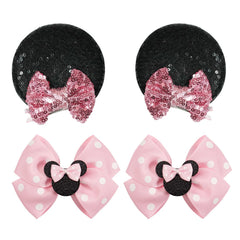 BBGifts pink mouse ears hair clip with glitter shines for cute outfits.