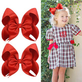 BBGifts red hair bows 5.5-inch close-up showing durable grosgrain ribbon for everyday wear