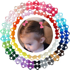 BBGifts tiny hair ties with bows for infants in colorful set, offering gentle hold.
