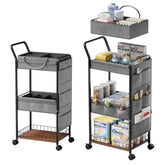 BBLIKE 3-tier diaper caddy rolling cart top view for quick access to baby essentials