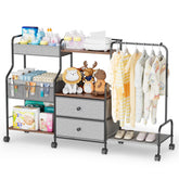 BBLIKE diaper caddy rolling cart front view with organized nursery storage.