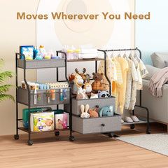 BBLIKE diaper caddy rolling cart wheels close-up demonstrates smooth mobility.