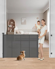 BBsecure retractable gate extended mesh for wide stair and hallway coverage