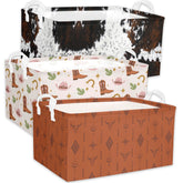 BBSET Western Bull Basket cowprint variant A showcases rugged storage for toys and books