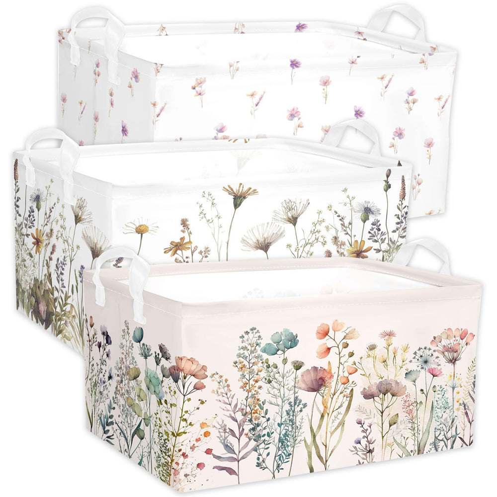 BBSET Wild Flowers shelf basket front view for organized toy storage