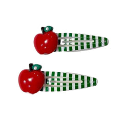 BBTDIN Apple Bow Clip set pack shows versatile two-piece fruit hair bows.