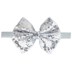BBTDIN purple sequins headband bow, durable stretchy band for baby photos.