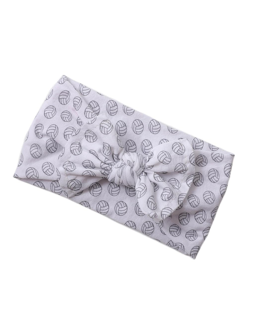 BBTDIN baby girls volleyball headband turban in white, snug for active play.